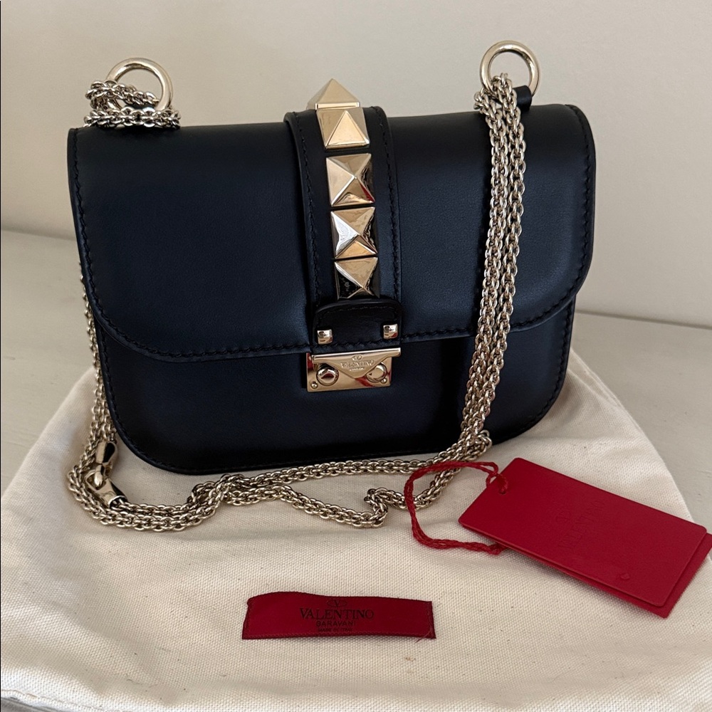 Valentino Black Crossbody Bag with Silver Studs